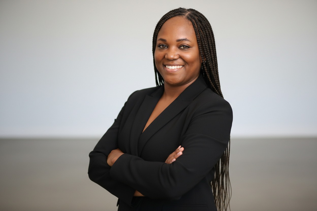 Coach Wakeitha in a professional black suit